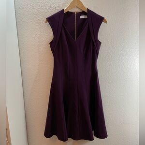 Calvin Klein Purple V-Neck Tailored Office Dress Size 2